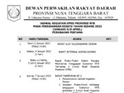 JADWAL KEGIATAN DPRD PROVINSI NTB