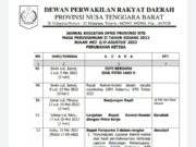 JADWAL KEGIATAN DPRD PROVINSI NTB BULAN MEI S/D AGUSTUS 2022