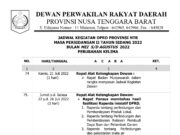 JADWAL KEGIATAN DPRD PROVINSI NTB BULAN MEI S/D AGUSTUS 2022 PERUBAHAN KELIMA