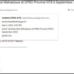 (Presiden RI) Tuntutan Aksi Mahasiswa di DPRD Provinsi NTB (5 September 2022)