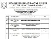 JADWAL KEGIATAN DPRD PROVINSI NTB MASA PERSIDANGAN II TAHUN 2023 BULAN MEI S/D AGUSTUS TAHUN 2023 PERUBAHAN KETIGA