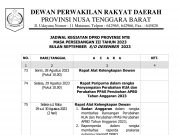 JADWAL KEGIATAN DPRD PROVINSI NTB MASA PERSIDANGAN III TAHUN 2023 BULAN SEPTEMBER S/D DESEMBER 2023