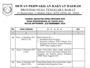 JADWAL KEGIATAN DPRD PROVINSI NTB MASA PERSIDANGAN III TAHUN 2023 BULAN SEPTEMBER S/D DESEMBER 2023