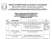 JADWAL KEGIATAN DPRD PROVINSI NTB MASA PERSIDANGAN III TAHUN 2023 PERUBAHAN KELIMA