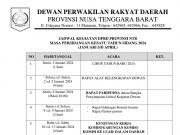 JADWAL KEGIATAN DPRD PROVINSI NTB MASA PERSIDANGAN KESATU TAHUN SIDANG 2024 PERUBAHAN KESATU