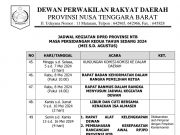 JADWAL KEGIATAN DPRD PROVINSI NTB MASA PERSIDANGAN KEDUA TAHUN 2024