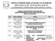 JADWAL KEGIATAN DPRD PROVINSI NTB MASA PERSIDANGAN KEDUA TAHUN SIDANG 2024