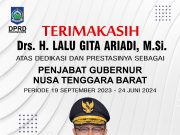TERIMA KASIH KEPADA PENJABAT GUBERNUR LAMA