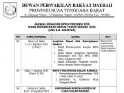JADWAL KEGIATAN DPRD PROVINSI NTB MASA PERSIDANGAN KEDUA TAHUN SIDANG 2024