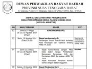 JADWAL KEGIATAN DPRD PROVINSI NTB MASA PERSIDANGAN KEDUA TAHUN SIDANG 2024