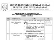 JADWAL KEGIATAN DPRD PROVINSI NTB MASA PERSIDANGAN KEDUA TAHUN 2024