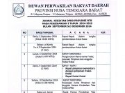 JADWAL KEGIATAN DPRD PROVINSI NTB MASA PERSIDANGAN I TAHUN 2024-2025 (BULAN SEPTEMBER S/D DESEMBER TAHUN 2024)