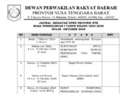 JADWAL KEGIATAN DPRD PROVINSI NTB MASA PERSIDANGAN KESATU TAHUN SIDANG 2024-2029 (BULAN OKTOBER TAHUN 2024)