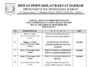 JADWAL KEGIATAN DPRD PROVINSI NTB MASA PERSIDANGAN I TAHUN 2024 – 2029 PERUBAHAN 3