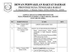 JADWAL KEGIATAN DPRD PROVINSI NTB MASA PERSIDANGAN KEDUA TAHUN SIDANG 2024-2025