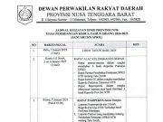 JADWAL KEGIATAN DPRD PROVINSI NTB MAS APERSIDANGAN KEDUA TAHUN SIDANG 2024-2025