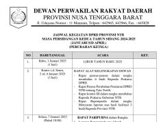 JADWAL KEGIATAN DPRD PROVINSI NTB MASA PERSIDANGAN KEDUA TAHUN SIDANG 2024/2025