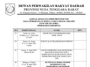JADWAL KEGIATAN DPRD PROVINSI NTB MASA PERSIDANGAN KEDUA TAHUN SIDANG 2024-2025 PERUBAHAN KEEMPAT