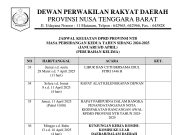 JADWAL KEGIATAN DPRD PROVINSI NTB MASA PERSIDANGAN KEDUA TAHUN SIDANG 2024-2025 PERUBAHAN KELIMA