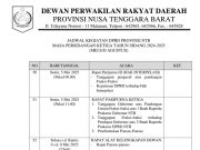 JADWAL KEGIATAN DPRD PROVINSI NTB MASA PERSIDANGAN KETIGA TAHUN SIDANG 2024/2025 (MEI s/d AGUSTUS)