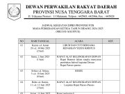 JADWAL KEGIATAN DPRD PROVINSI NTB MASA PERSIDANGAN KETIGA TAHUN 2024-2025