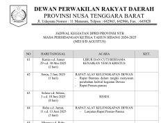 JADWAL KEGIATAN DPRD PROVINSI NTB MASA PERSIDANGAN KETIGA TAHUN SIDANG 2024-2025