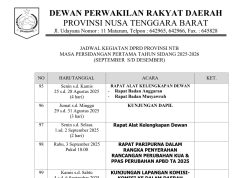 JADWAL KEGIATAN DPRD PROVINSI NTB MASA PERSIDANGAN PERTAMA TAHUN SIDANG 2025-2026